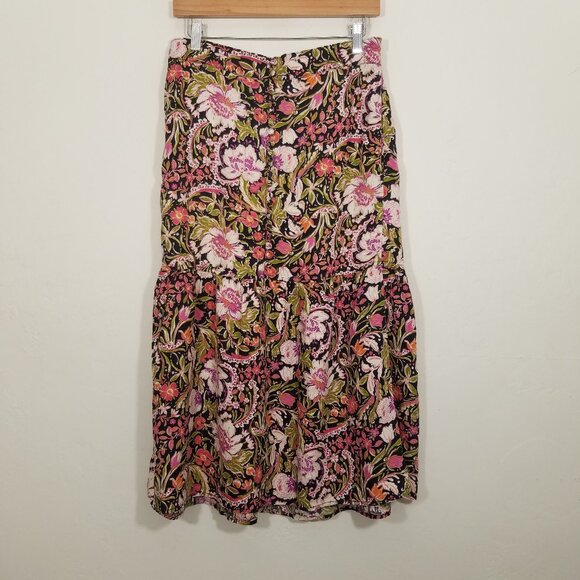 Joie 100% Linen Pull-On Floral Skirts with Pockets Size M - Picture 1 of 6